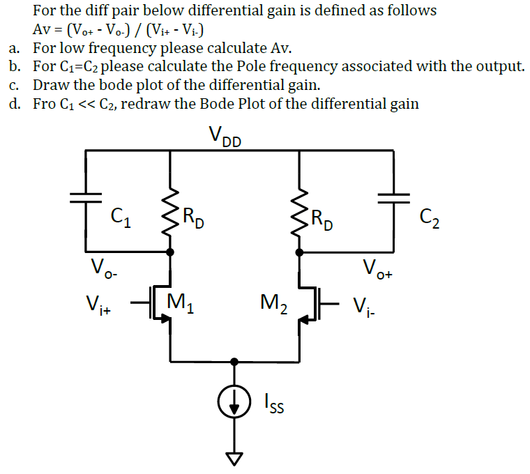 For the diff pair below differential gain is defined
