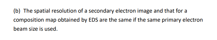 Solved (b) The Spatial Resolution Of A Secondary Electron | Chegg.com