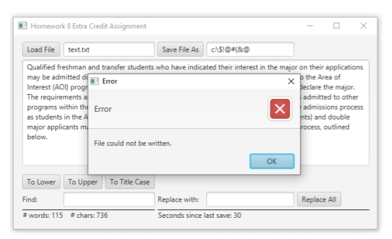 Homework 8 Extra Credit Assignment Save File As cAS!@#(&@ Load File texttxt Qualified freshman and transfer students who have