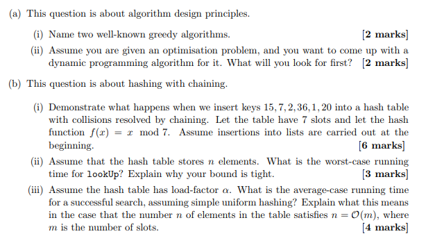 Solved (a) This question is about algorithm design | Chegg.com