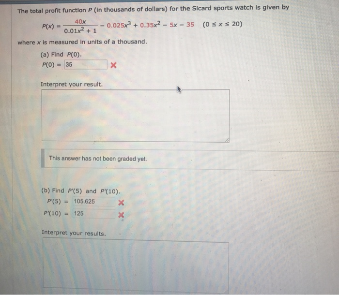 Solved The total profit function P (in thousands of dollars) | Chegg.com