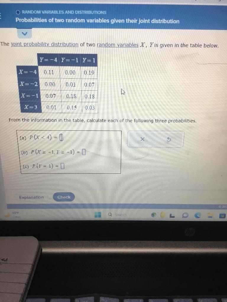 Solved The joint probability distribution of two random | Chegg.com