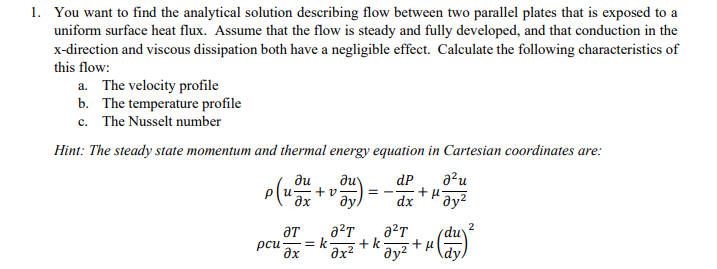 Solved 1. You want to find the analytical solution | Chegg.com