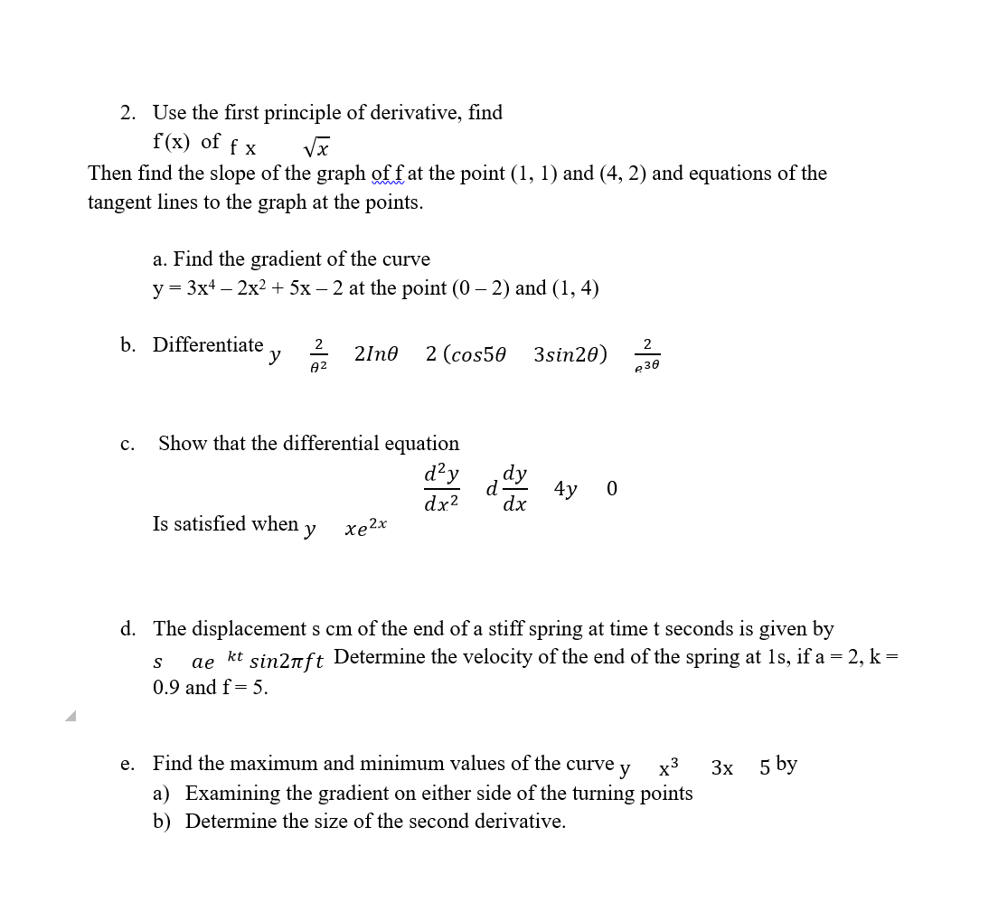 find the derivative of fx 1 x 2 from first principle