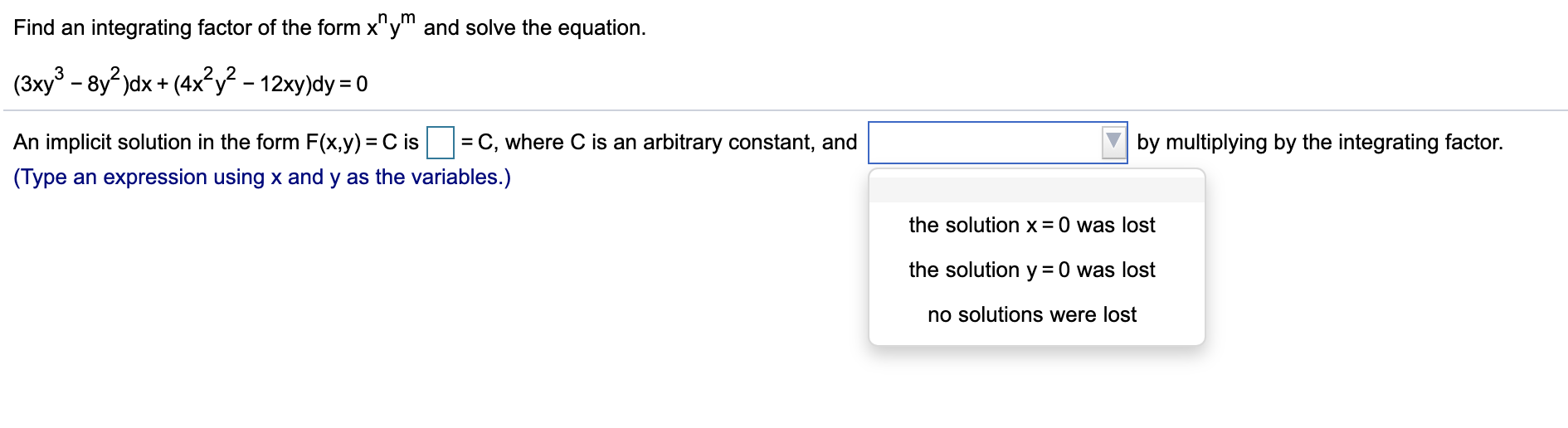 Solved Solve The Equation 3x 2 Y 4 3 dx 4x 3 Y 3 Chegg