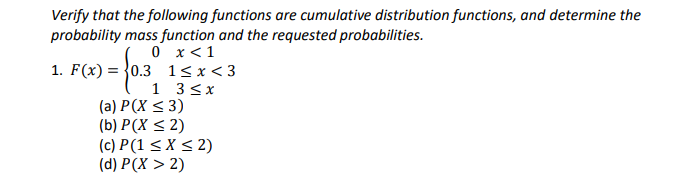 Solved Verify that the following functions are cumulative | Chegg.com