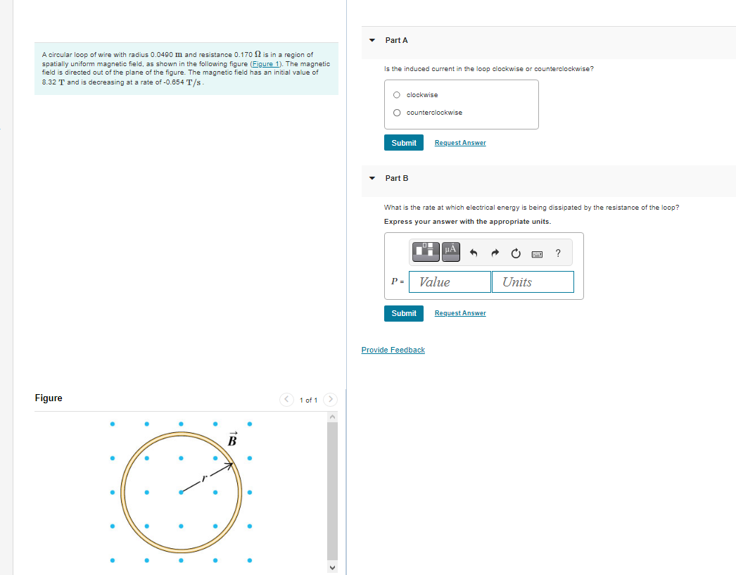 Solved A Circular Loop Of Wire With Radius 0.0490 M And 