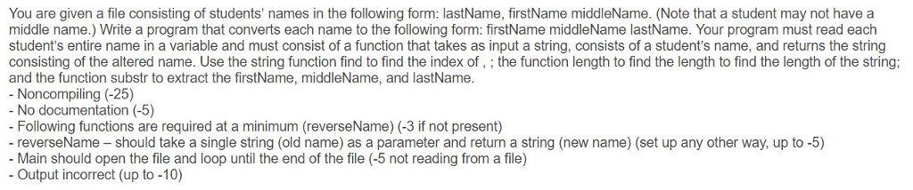 Solved You are given a file consisting of students' names in | Chegg.com