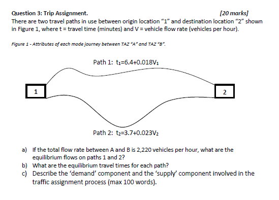 Question 3: Trip Assignment. [20 marks] There are two | Chegg.com