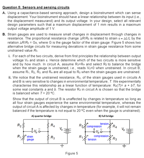Solved Question 5: Sensors and sensing circuits A. Using a | Chegg.com