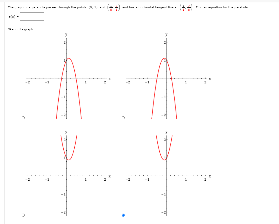 Solved The Graph Of A Parabola Passes Through The Points 0 Chegg Com