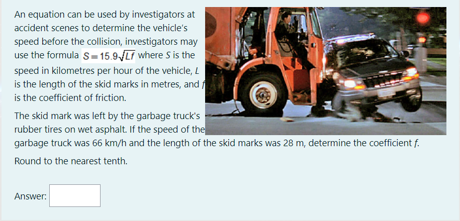 Calculating Vehicle Speed from Skid Marks in Auto Accidents