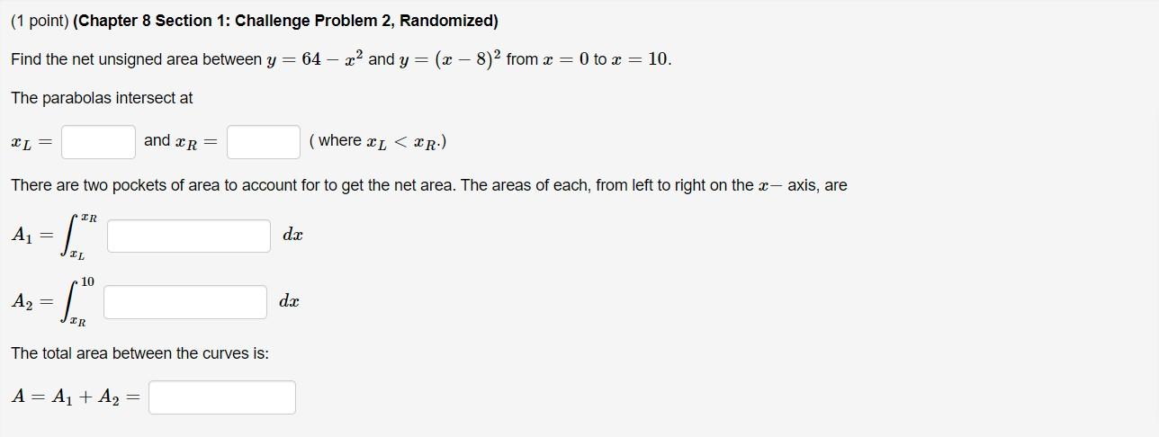 Solved (1 Point) (Chapter 8 Section 1: Challenge Problem 2, | Chegg.com