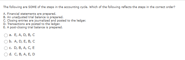 Solved The Following Are SOME Of The Steps In The Accounting | Chegg.com