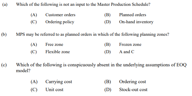 Solved: (a) Which Of The Following Is Not An Input To The | Chegg.com