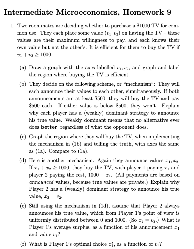 intermediate microeconomics homework