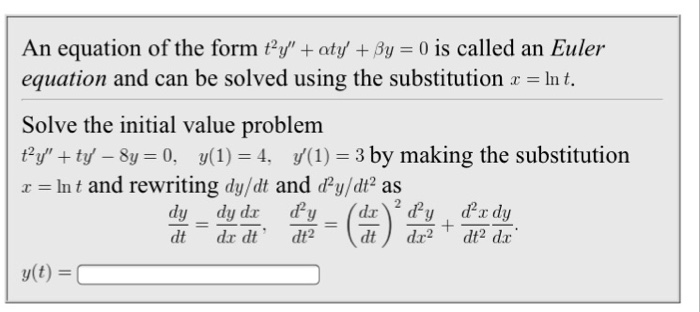 Solved An equation of the form ty'taty' +ßy = 0 1s called an | Chegg.com