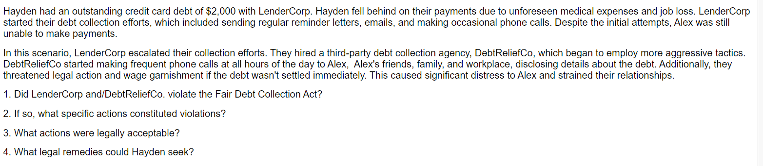 Solved Hayden had an outstanding credit card debt of $2,000 | Chegg.com