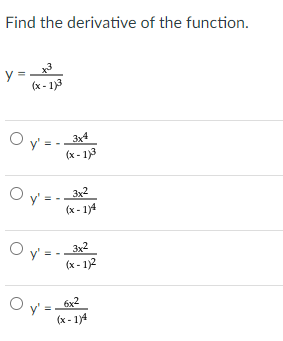 find the derivative of x square 3 x 4 x cube 1