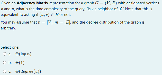 Solved Given an Adjacency Matrix representation for a graph | Chegg.com