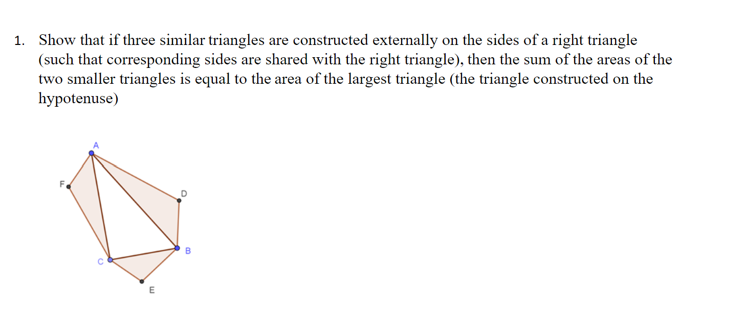 Solved Show that if three similar triangles are constructed | Chegg.com