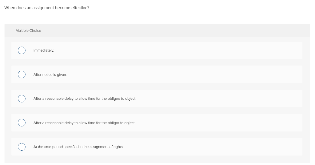when does an assignment become effective