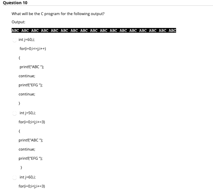 Question 10 What will be the program for the | Chegg.com