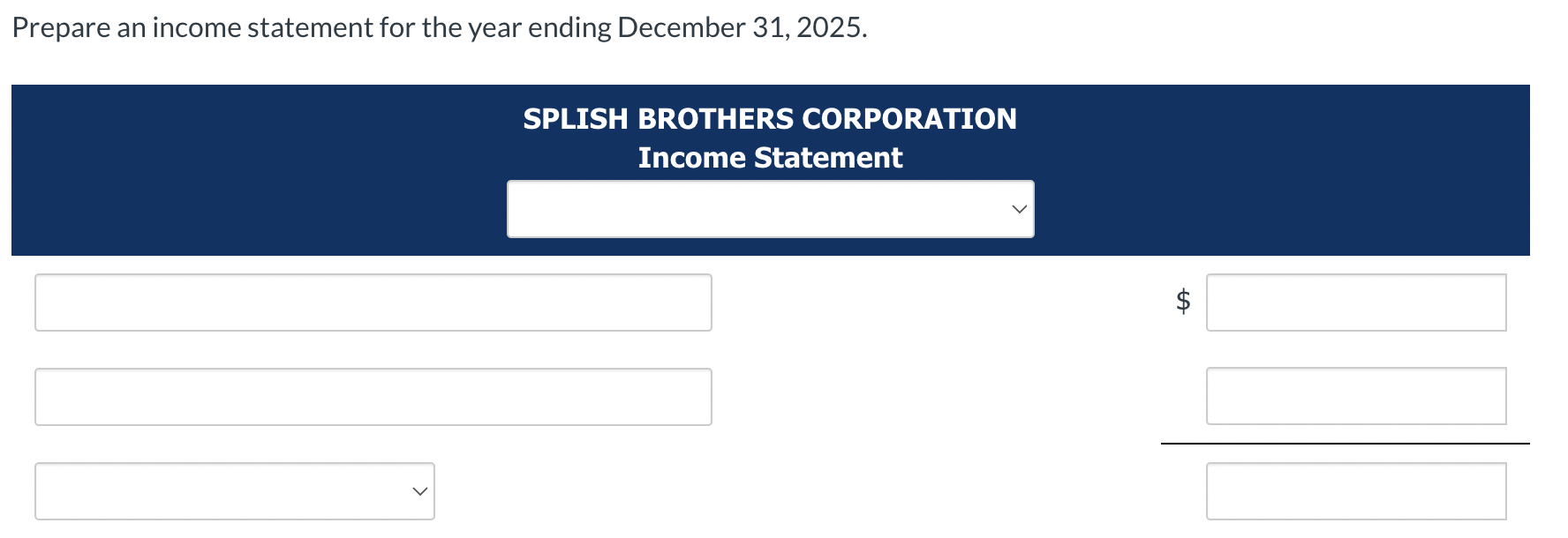 Splish Brothers Corporation's balance sheet at | Chegg.com