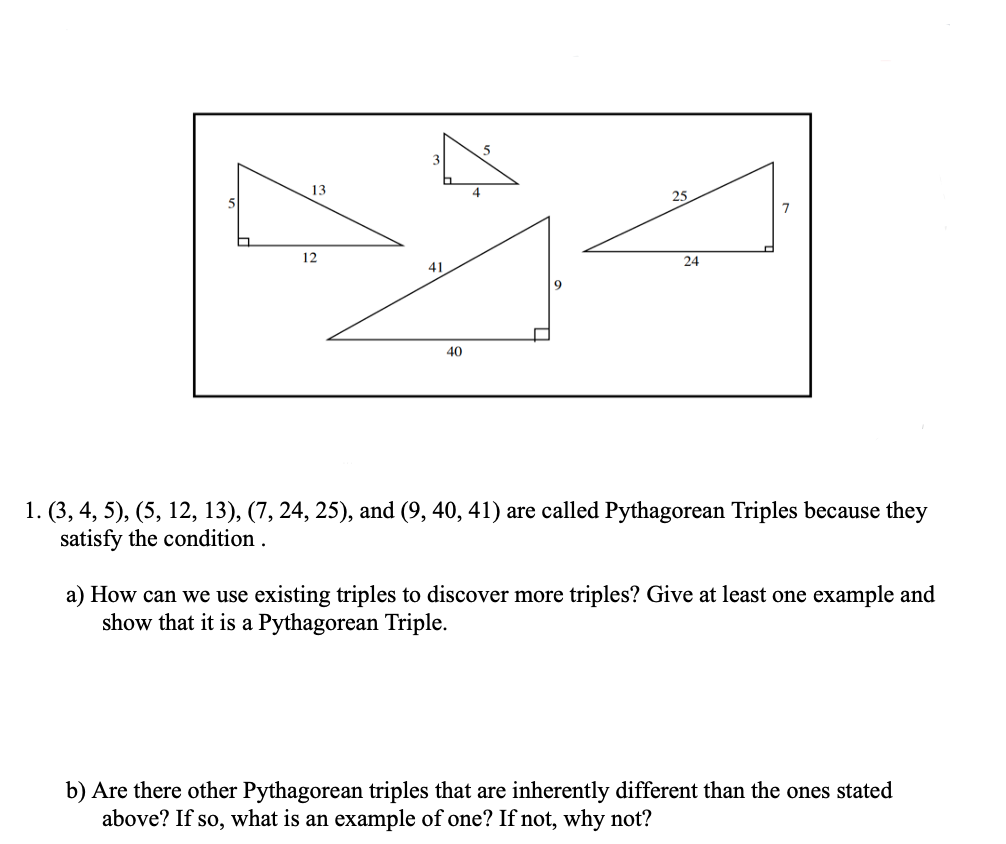 Solved 3 4 5 5 12 13 7 24 25 And 9 40 41 Chegg Com