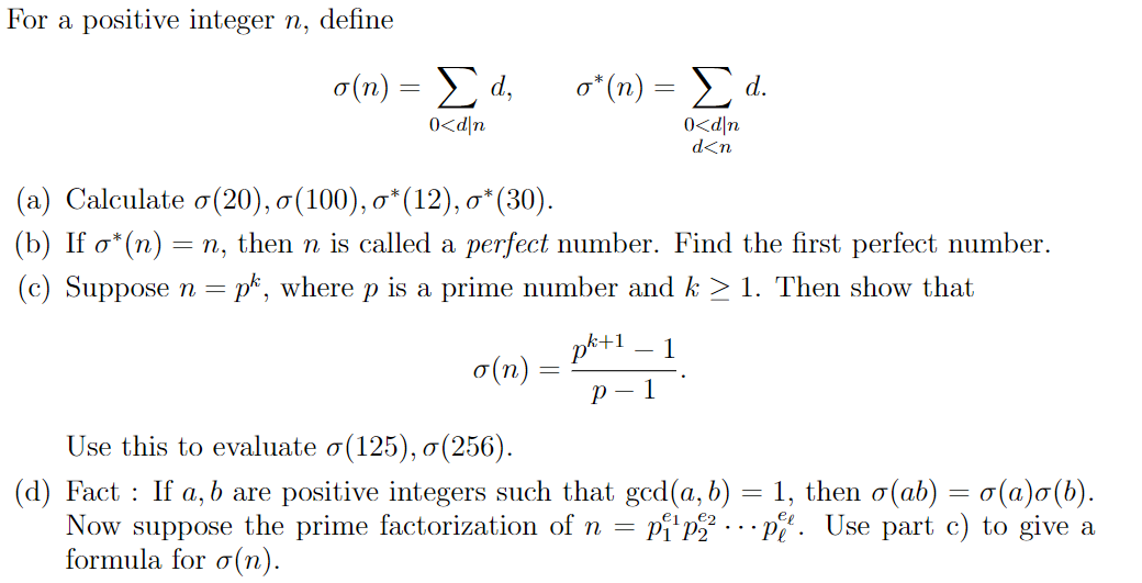 Solved For A Positive Integer N Define O N 2d N Chegg Com