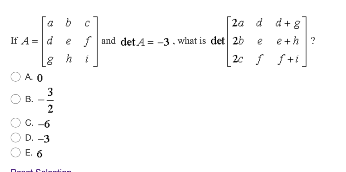 Solved A If A D B E C 2a D D 31 F And Deta 3 Wha Chegg Com