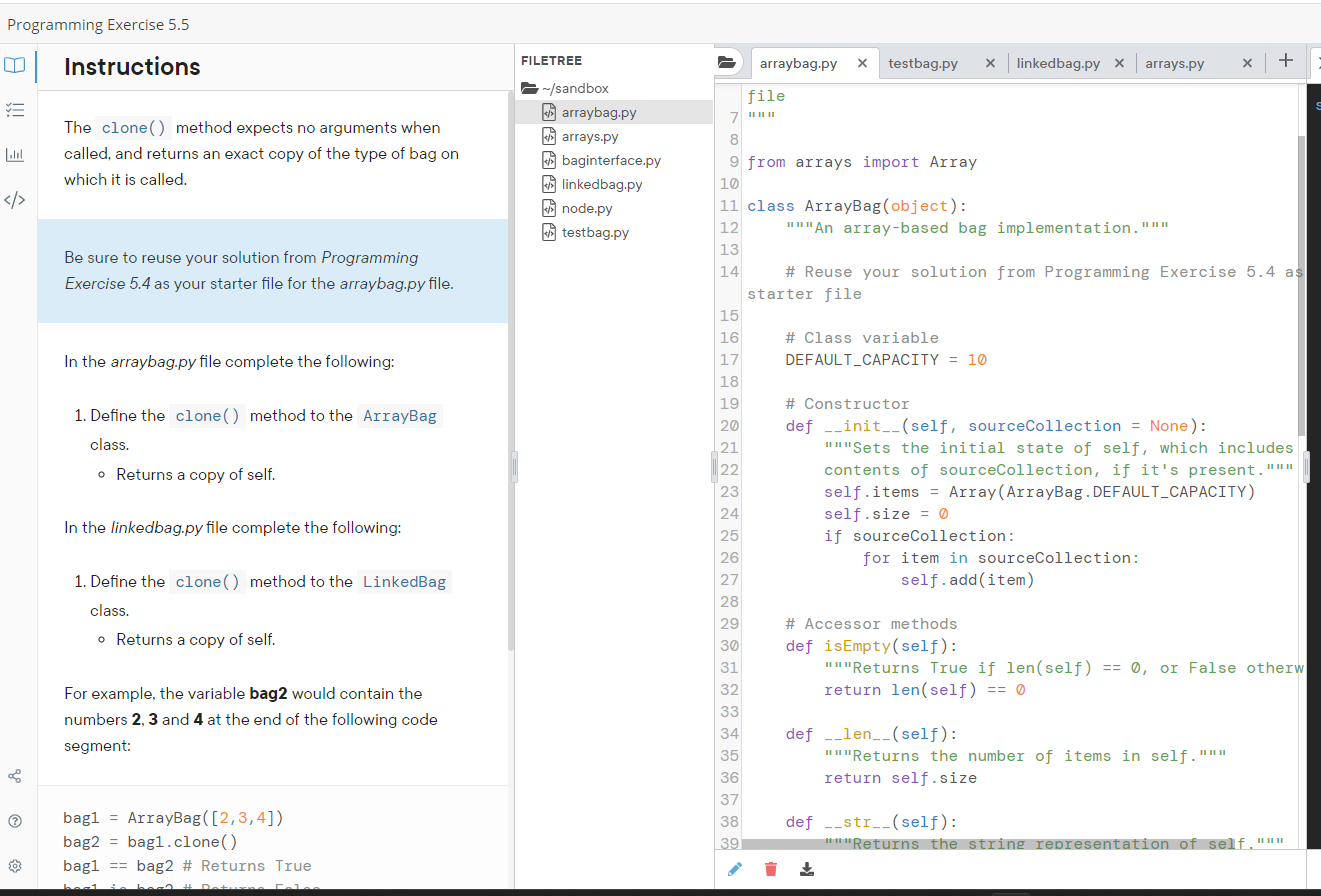 Solved The clone( ) method expects no arguments when called, | Chegg.com