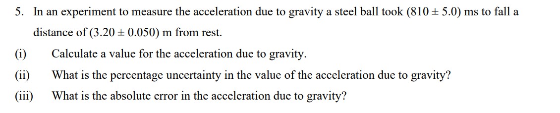 how to measure acceleration due to gravity experiment