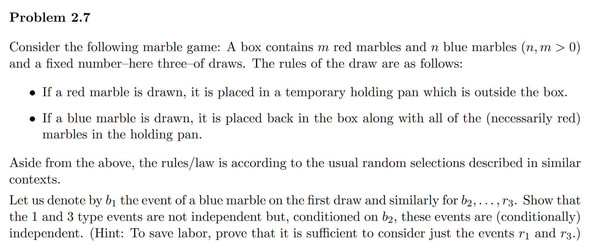 Consider the following marble game: A box contains \( | Chegg.com