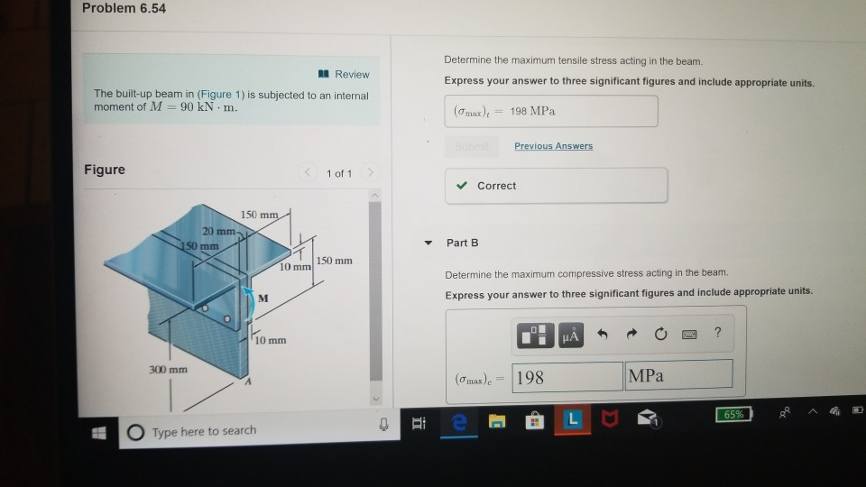 Solved Problem 6.54 Determine the maximum tensile stress | Chegg.com