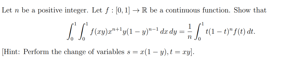 Solved Let n be a positive integer. Let f : [0, 1] → R be a | Chegg.com