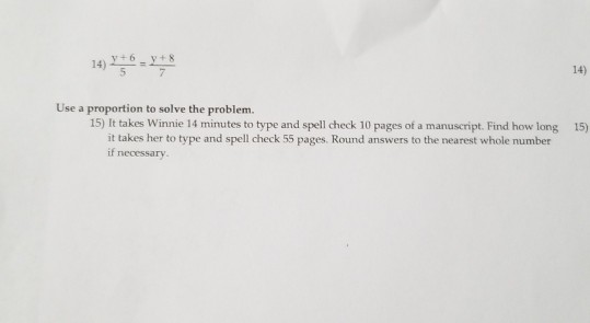 Solved 1350.375 14) Use a proportion to solve the problem | Chegg.com