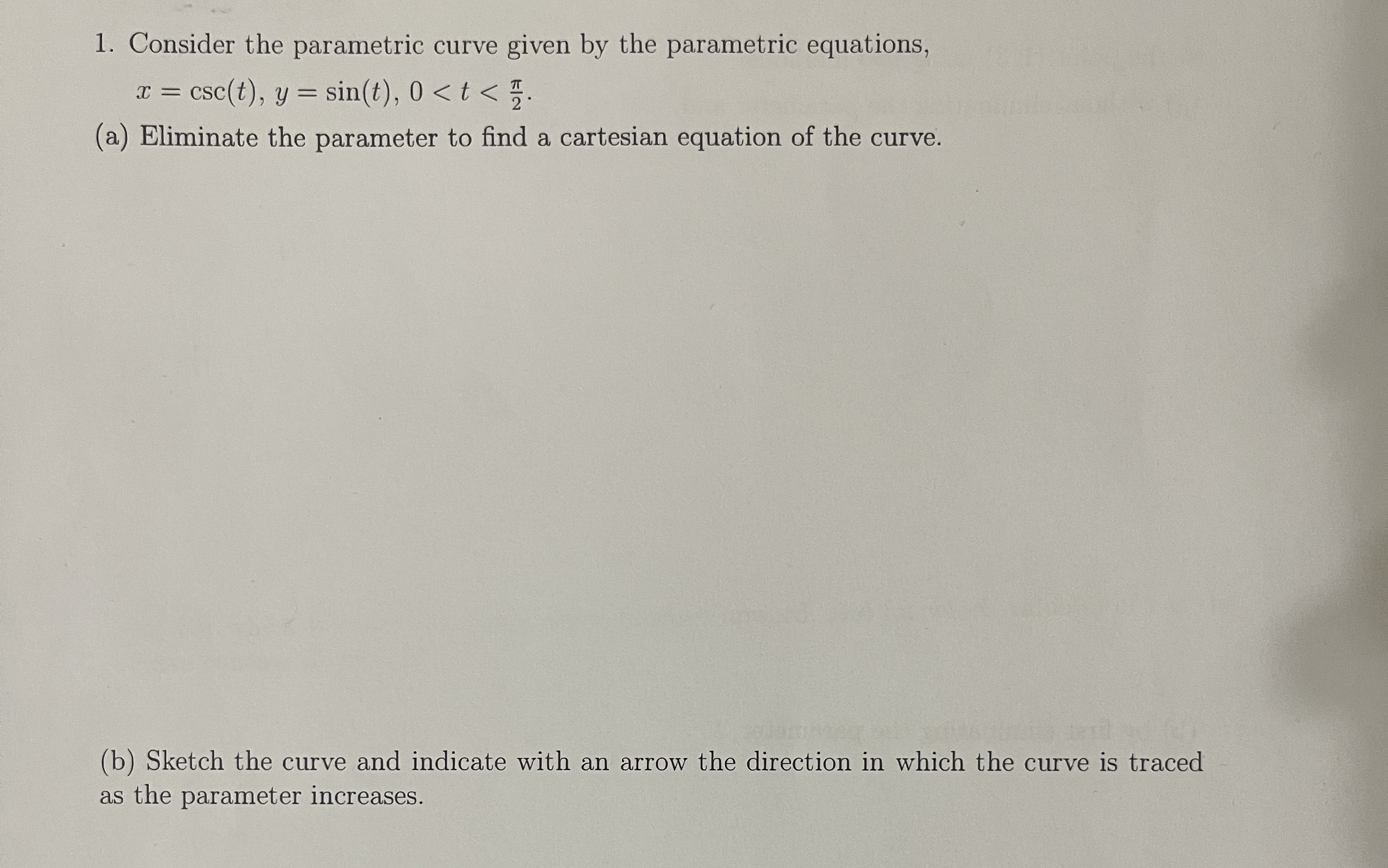 Solved 1 Consider The Parametric Curve Given By The