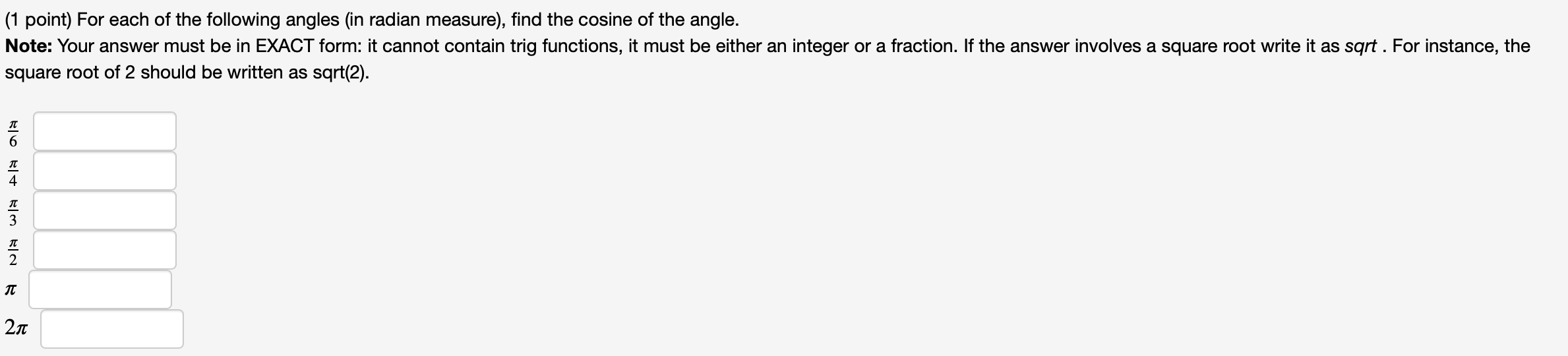 find the radian measure of an angle of 80 1 point