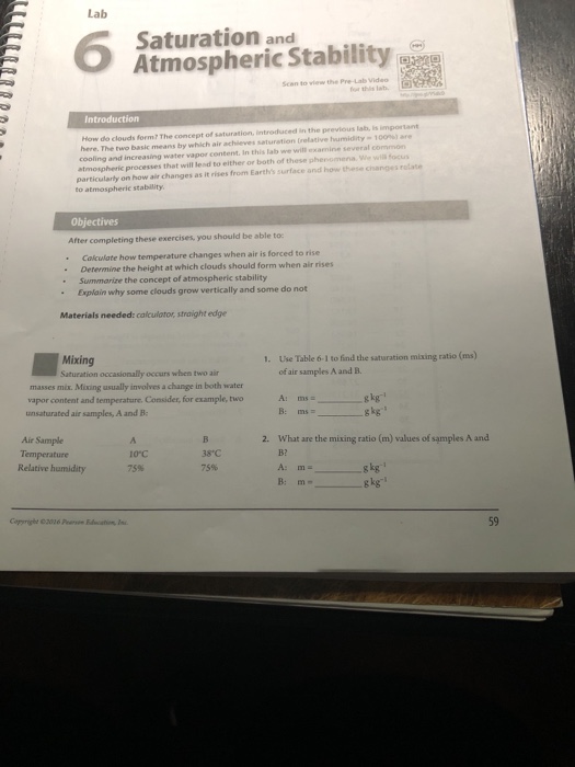 Lab Saturation And Atmospheric Stabilityne This Lab | Chegg.com