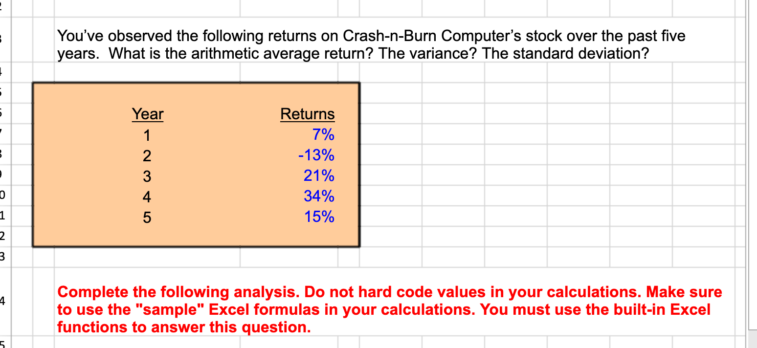 Solved Please Answer In Excel Form With Exact Cell Formul Chegg Com