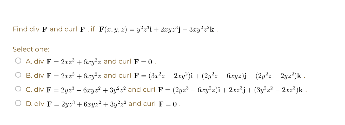 Solved Find Div F And Curl F If F X Y Z Y223i