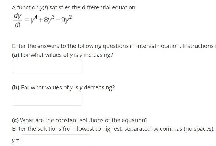 Solved A Function Y T Satisfies The Differential Equation