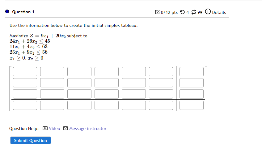 Solved Question 1 B0/12 Pts 4 399 Details Use The | Chegg.com