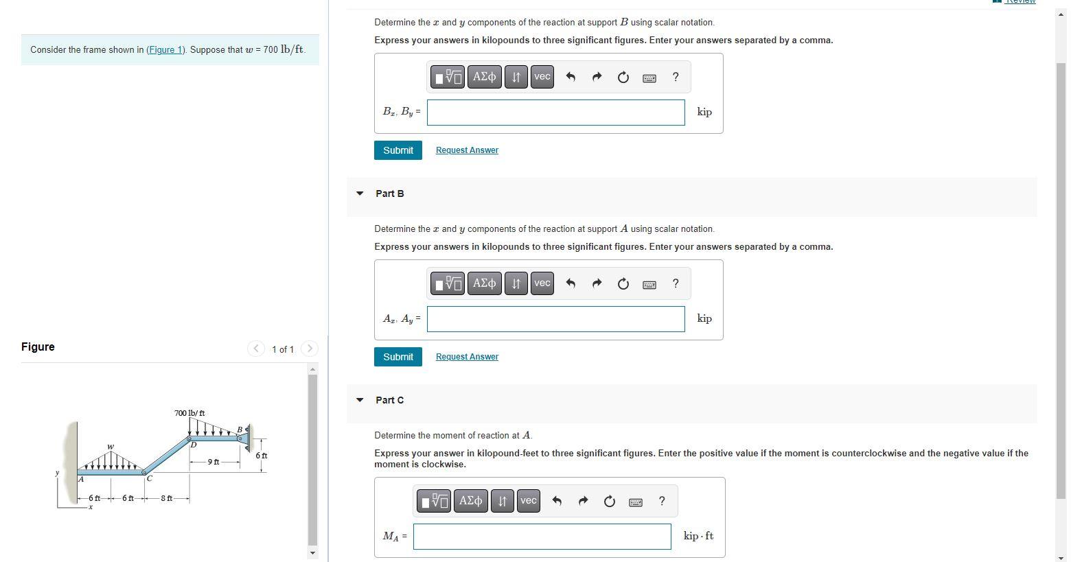 Solved Determine The X And Y Components Of The Reaction At | Chegg.com