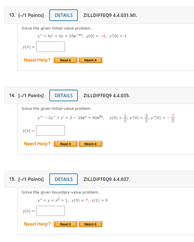 Solved -/1 Points] ZILLDIFFEQ9 4.4.031.MI. Solve The Given | Chegg.com