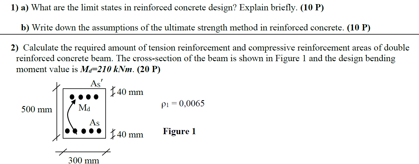 Solved 1) A) What Are The Limit States In Reinforced | Chegg.com