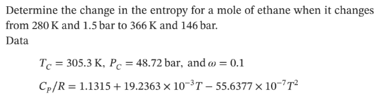 Solved Determine the change in entropy for a mole of ethane | Chegg.com