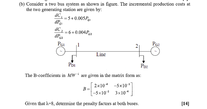Solved (6) Consider a two bus system as shown in figure. The | Chegg.com