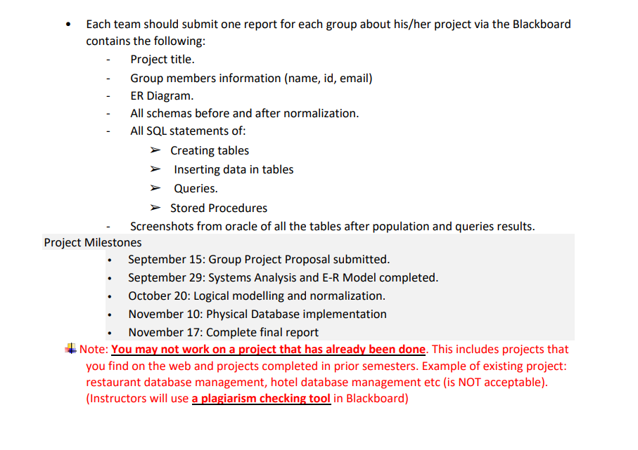 Solved Introduction to Database (CCCS215 Project) - Fall | Chegg.com